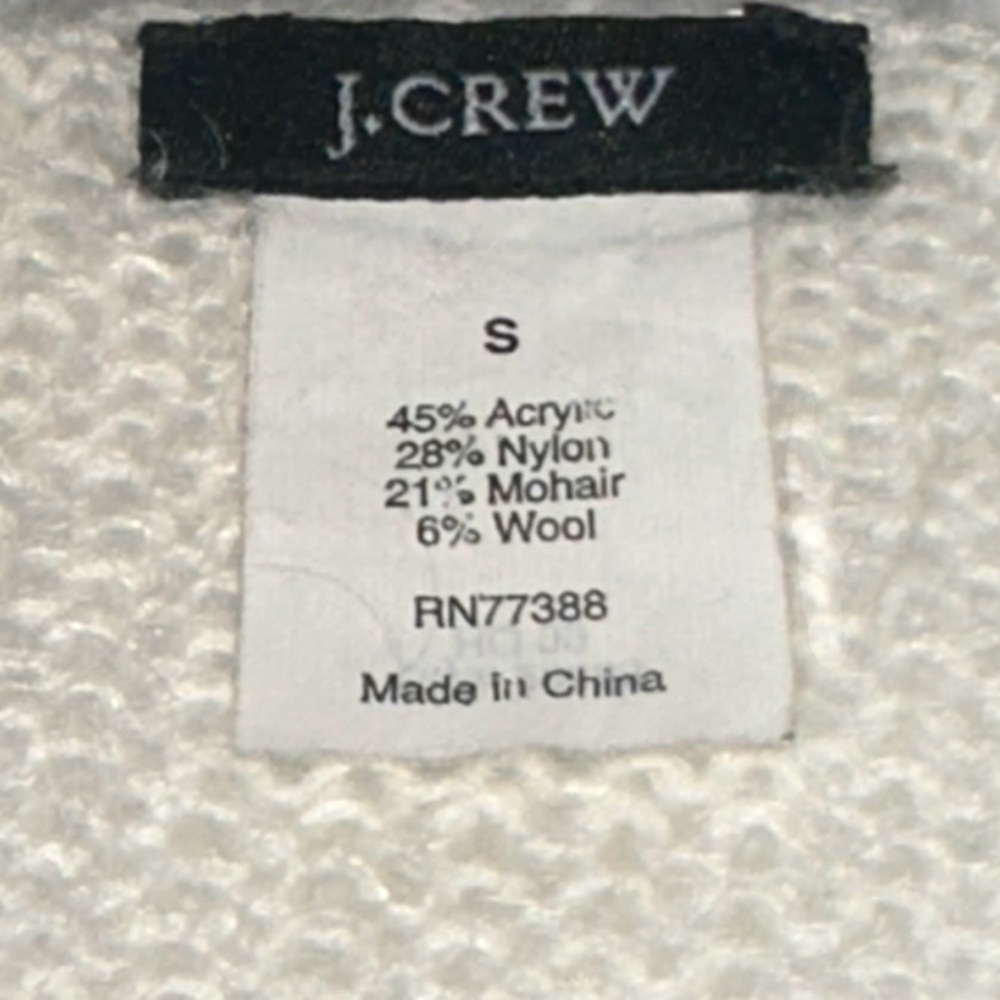 J.Crew “Dolce” Boat Neck Cable Knit Mohair Wool Blend Sweater- Size Small-Ivory - Picture 6 of 9